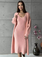 Women 2pcs Winter outfit set  Long dress Cashmere Long Cardigan Jacket - www.Shopthatapp.com