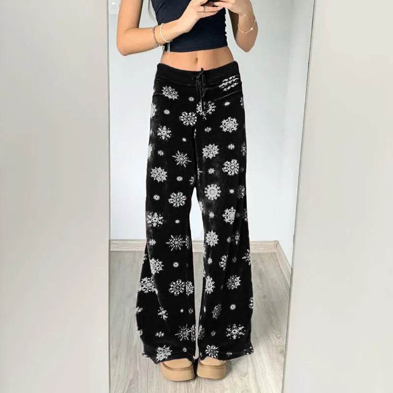 Snowflake Casual Straight Leg  trouser Pants For Women - www.Shopthatapp.com