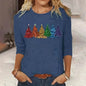 Women's Long-sleeved T-shirt Christmas Tree Printed Round Neck Loose Casual - www.Shopthatapp.com