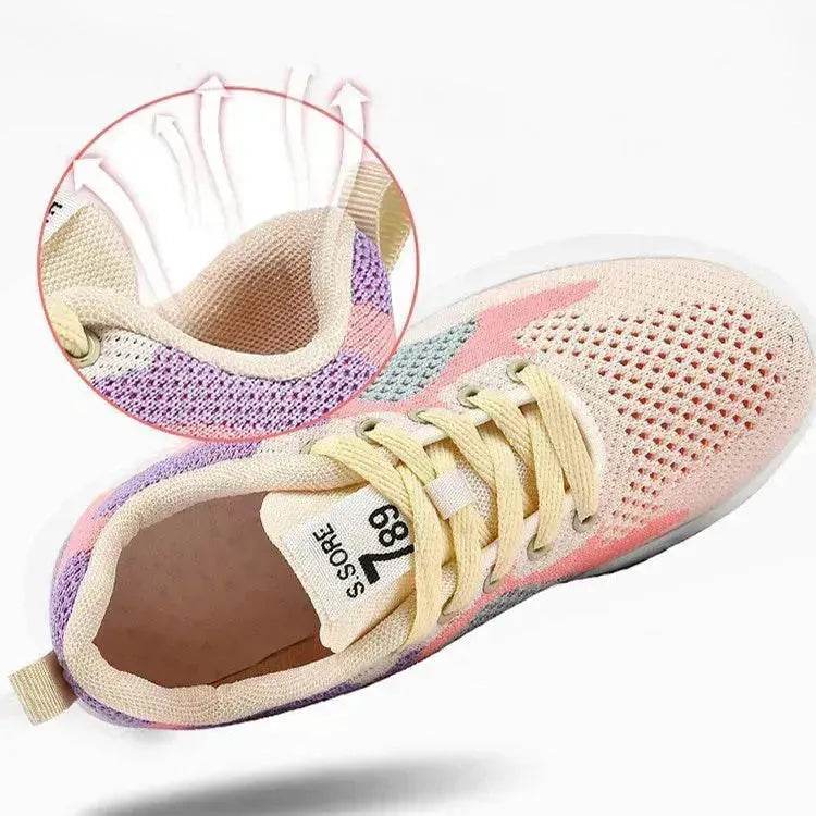Casual Colorblock Lace-up Sneakers Girls Versatile Breathable Lightweight Walking Running Shoes - www.Shopthatapp.com