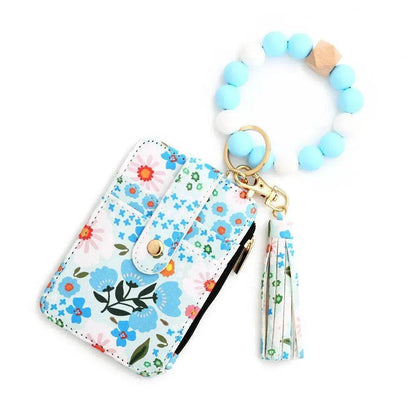 Women's Flora Print Tassel Leather Card Holder Wallet - www.Shopthatapp.com