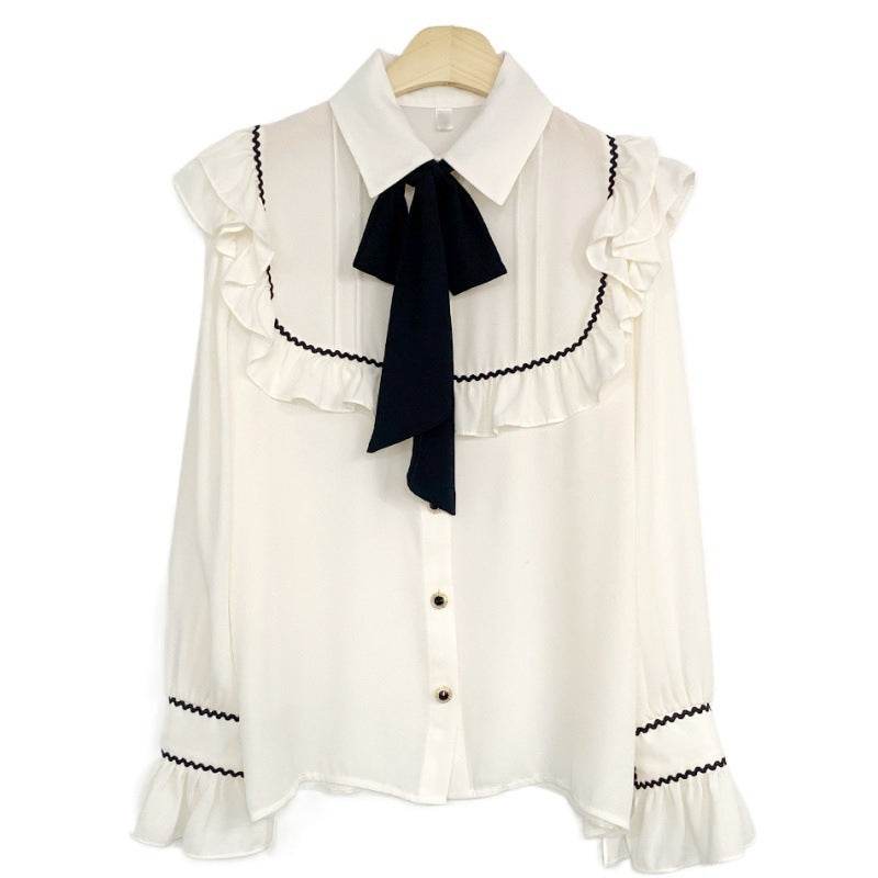 Elegant Bow Ruffled Tied Flared long Sleeves Shirt For Women - www.Shopthatapp.com
