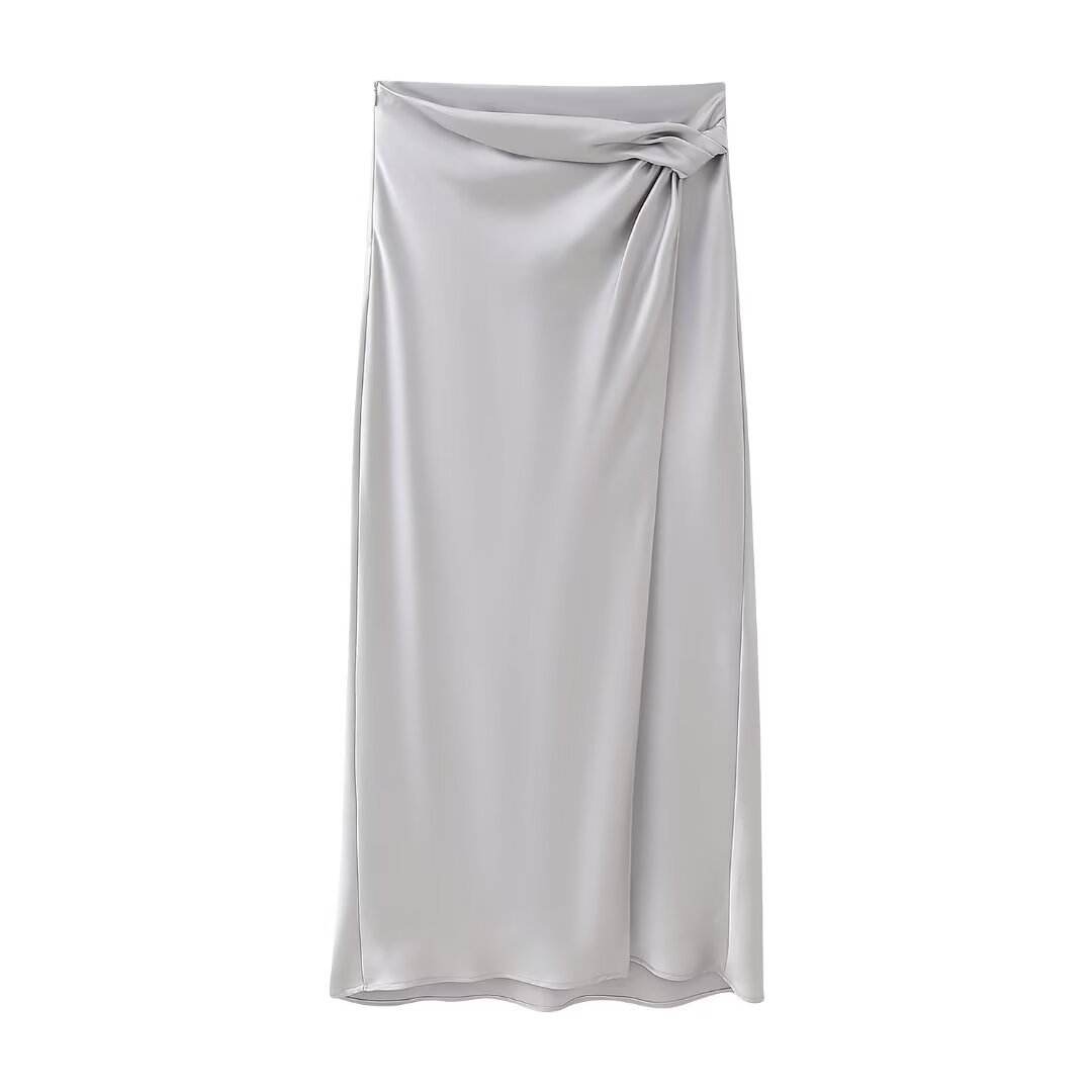 Women's Silk Satin Top Bow Tie Midi Dress - www.Shopthatapp.com