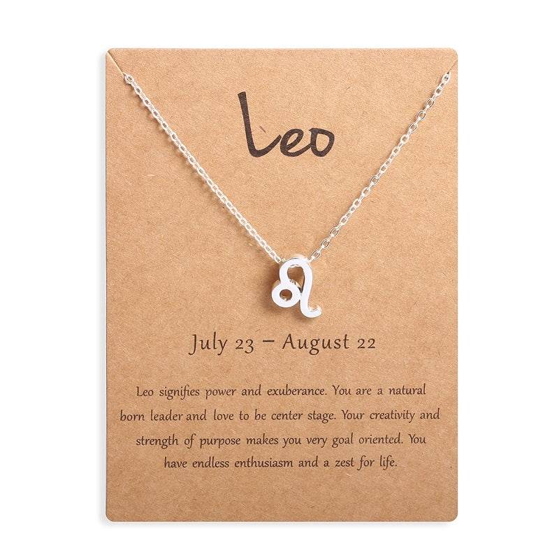 12 Zodiac Sign Necklaces With Gift Card Constellations Pendant Necklace Jewelry - www.Shopthatapp.com