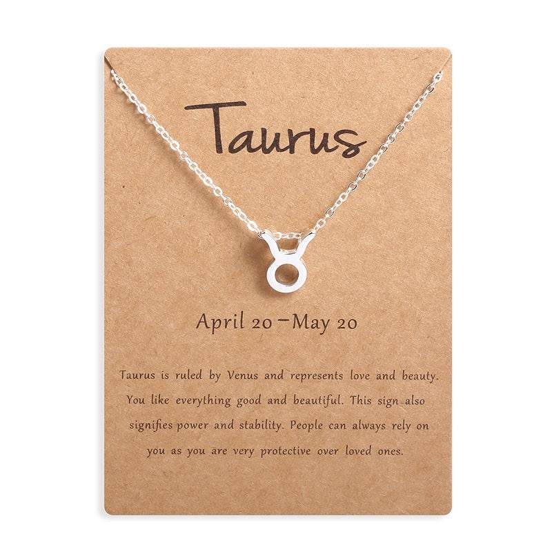 12 Zodiac Sign Necklaces With Gift Card Constellations Pendant Necklace Jewelry - www.Shopthatapp.com
