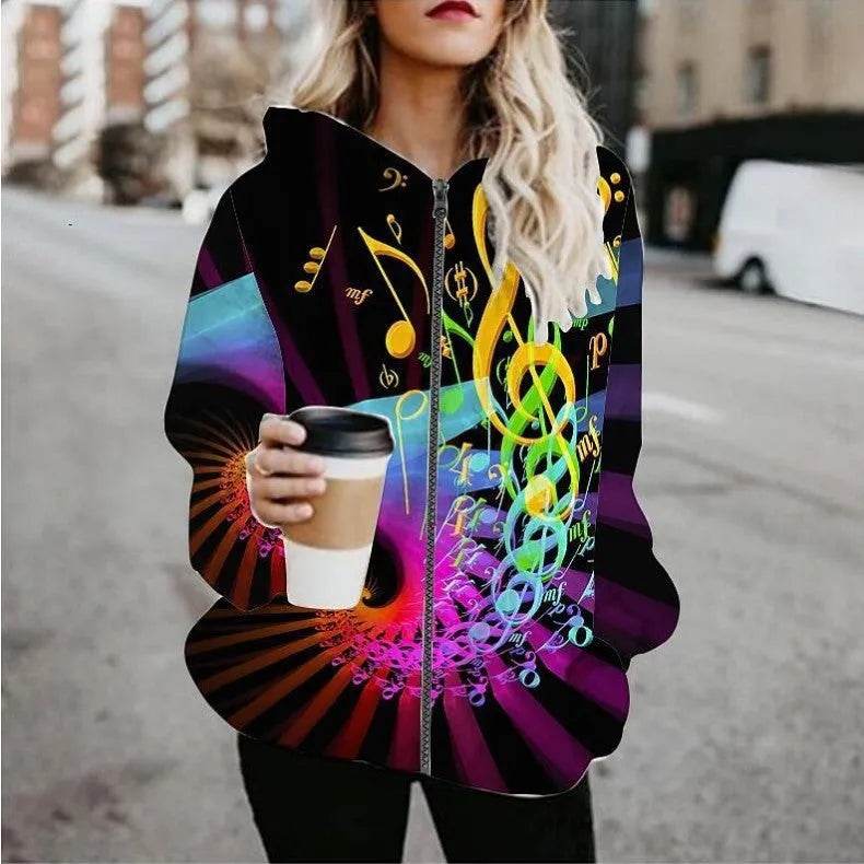 Printed Anime Cartoon Casual Fashion Zip up Hoodie Cardigan women - www.Shopthatapp.com