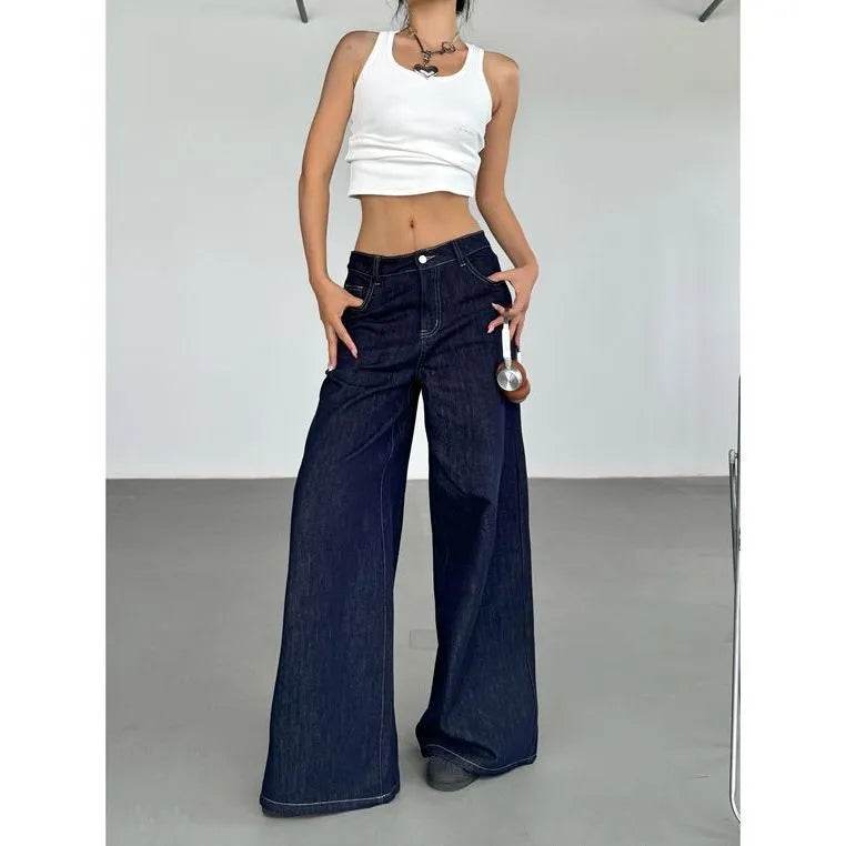 Fashion American Retro Wide Leg Baggy Jeans Pant For Women - www.Shopthatapp.com