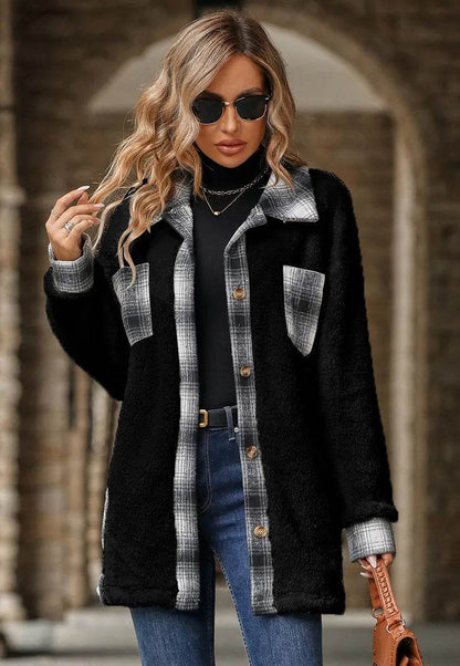 Plaid Woolen Coat Fashion Lapel Single-breasted Mid-length Coat Women's Clothing - www.Shopthatapp.com