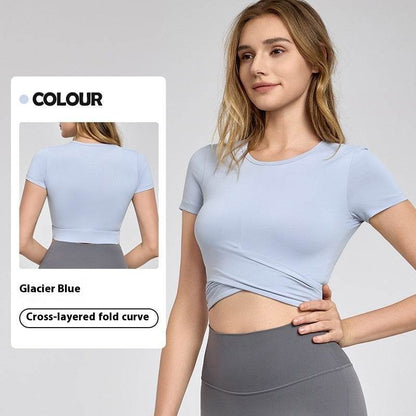 Fashion Short Sleeve Crop Workout Top for Women Yoga Crop Top - www.Shopthatapp.com