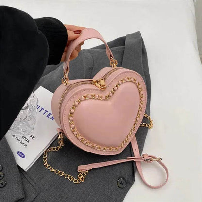 Women's Fashion Casual Heart Shaped Chain Shoulder Messenger Crossbody Bag - www.Shopthatapp.com