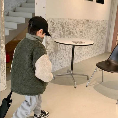 Children Lambswool fleece  Warm Thickened Winter coat Cardigan Kids - www.Shopthatapp.com