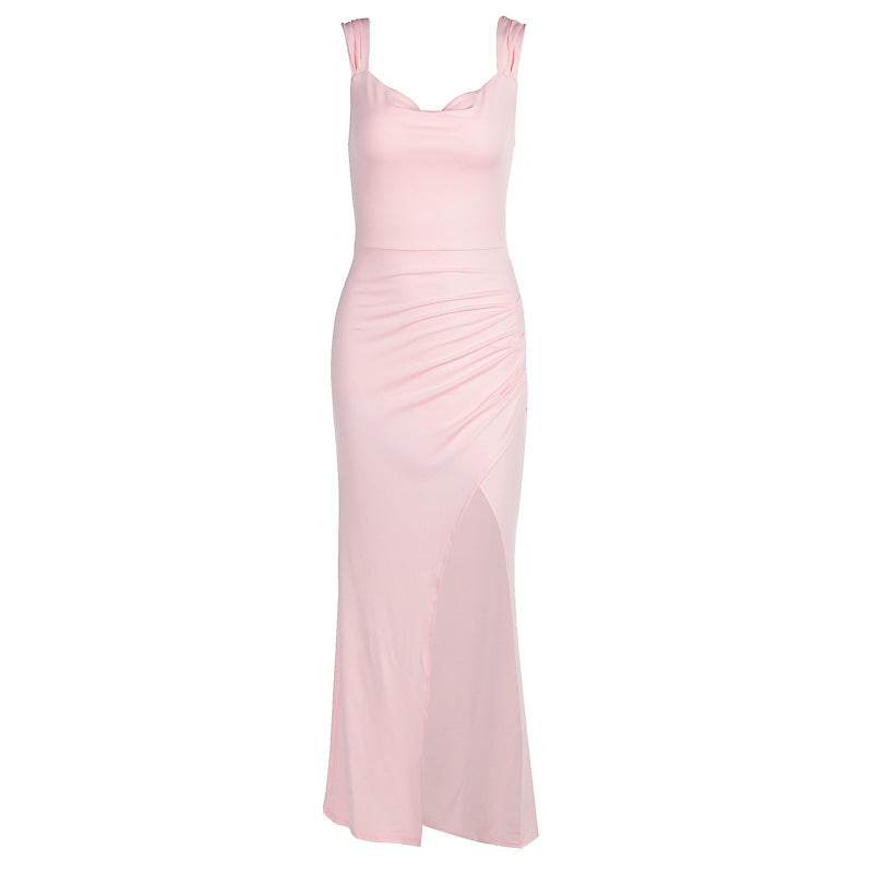 Slim Sleeveless Slit Dress With Back Tie Design Fashion Temperament Dresses For Women Clothing - www.Shopthatapp.com