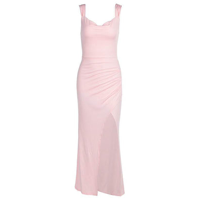 Slim Sleeveless Slit Dress With Back Tie Design Fashion Temperament Dresses For Women Clothing - www.Shopthatapp.com