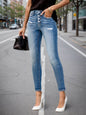 High Waisted Jeans – Women’s Blue Washed Slim Fit Denim - www.Shopthatapp.com