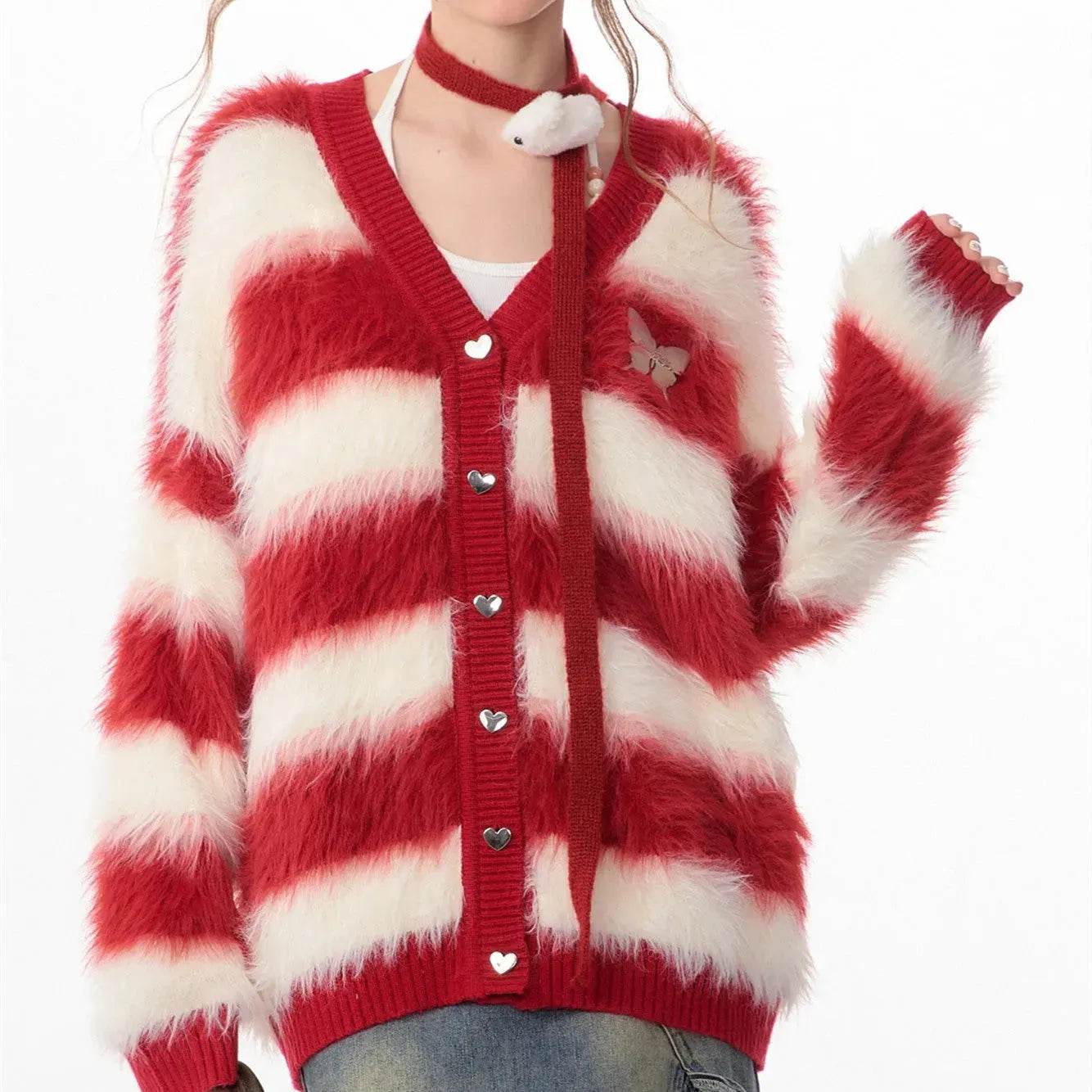Lady in Red Winter  Christmas Plush Cardigan - www.Shopthatapp.com
