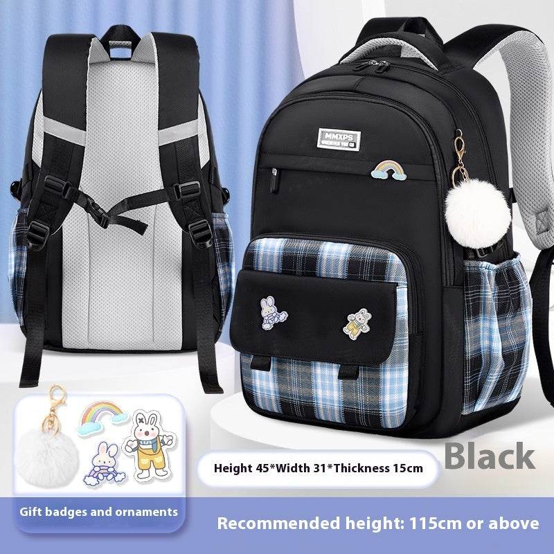 Primary School Student Schoolbag Girls' Plaid Backpack - www.Shopthatapp.com