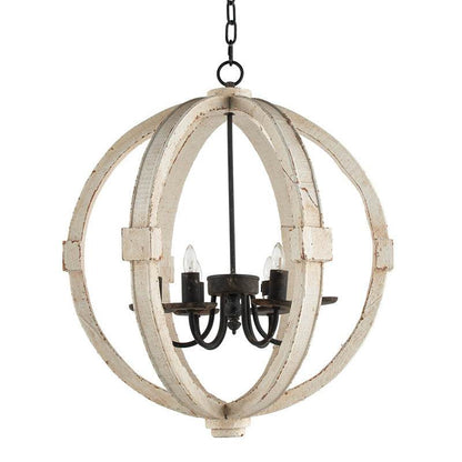 6 - Light Wood Chandelier With Adjustable Chain For Kitchen, Dining Hall Entrance, Bulb Not Included - www.Shopthatapp.com