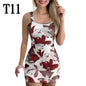 High Waist Women Dresses Spring And Summer Spaghetti Strap Large Flower Print Skirt - www.Shopthatapp.com