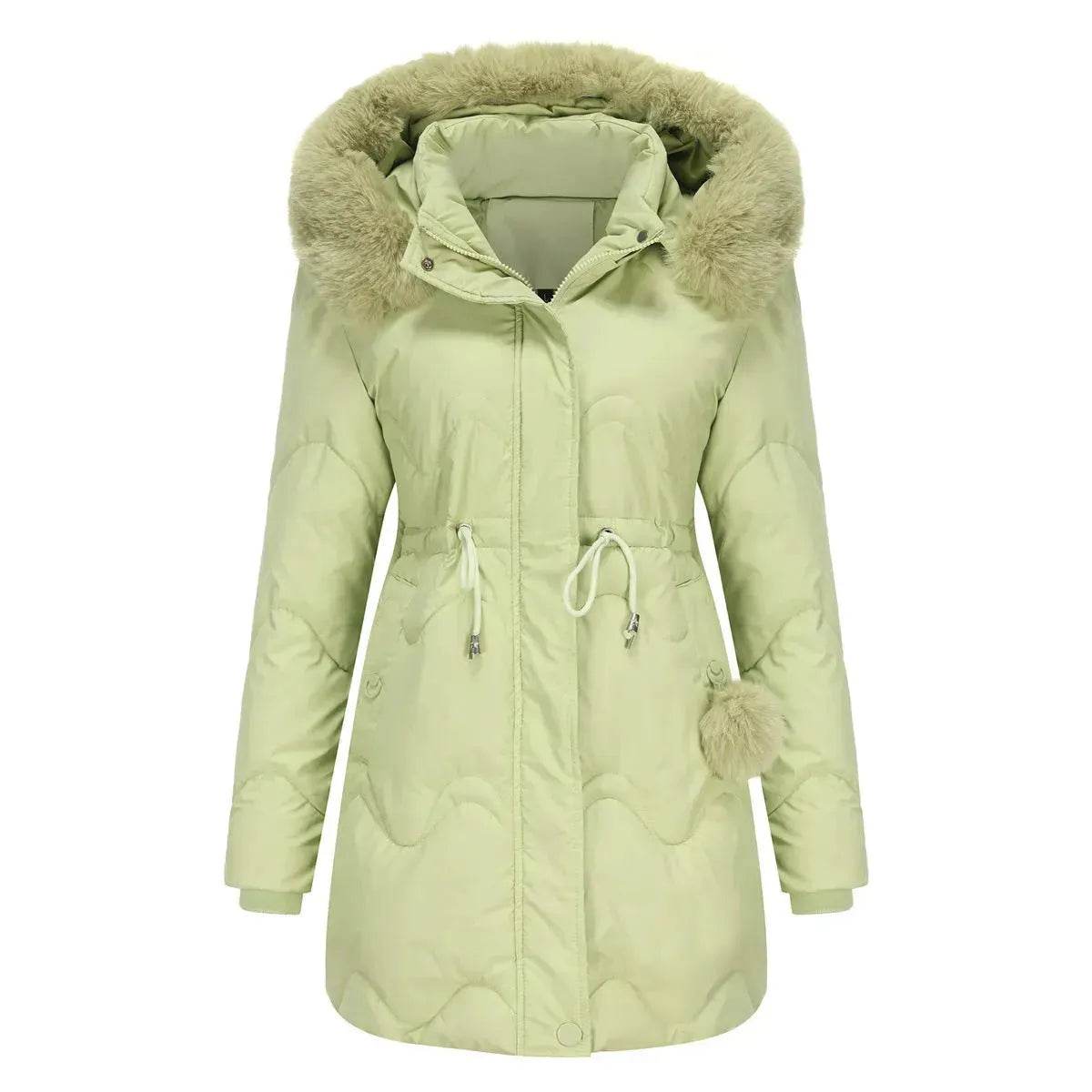 Autumn Winter Fur Collar cotton padded long winter jacket for women - www.Shopthatapp.com