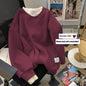 Women Round-neck With Fleece Lining Thick Fake Two Pieces Long Sleeve Loose Hoodie Sweatshirt - www.Shopthatapp.com