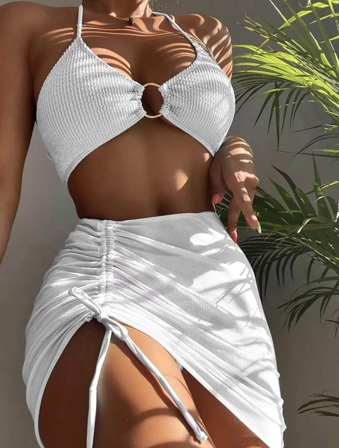 3pcs Halter Bikini Summer Fashion Personalized Three-point Beach Swimsuit For Women - www.Shopthatapp.com
