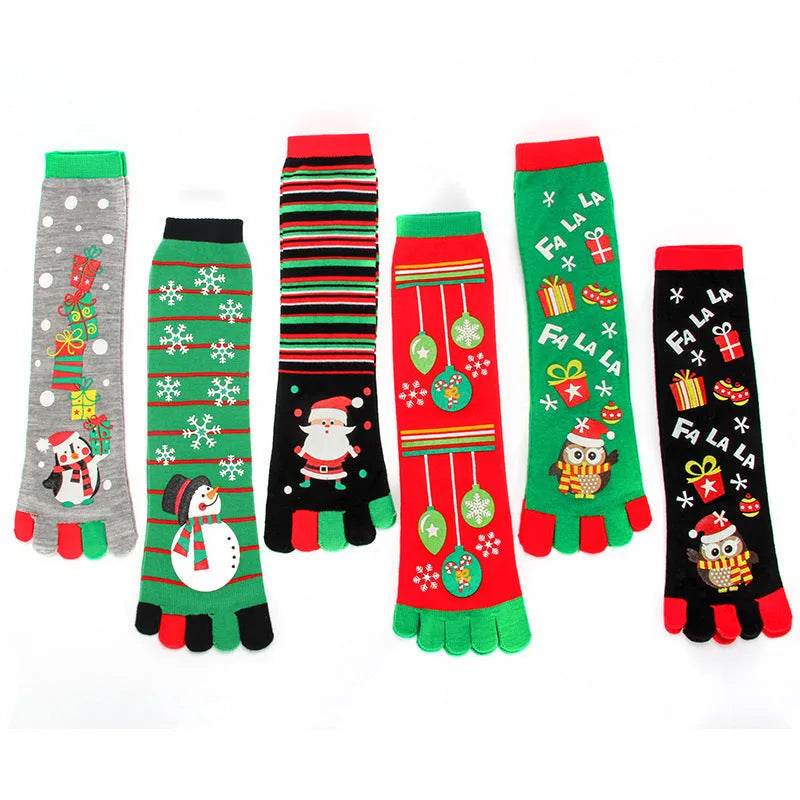 Cute Winter Christmas socks Five-finger  Elastic absorbent Split-toe - www.Shopthatapp.com