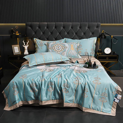 Printed Washed Tencel Summer Cooling Duvet Four-piece Set - www.Shopthatapp.com
