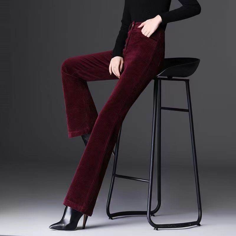 High-grade Bootcut Trousers Women's Corduroy Flared Pants Draping Effect - www.Shopthatapp.com