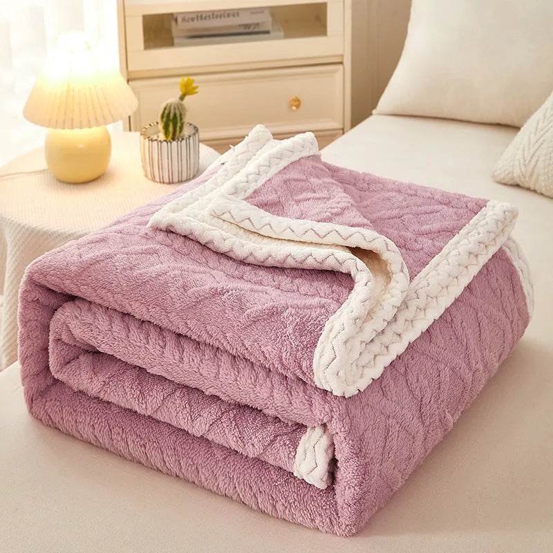 Blanket Double Thickened Warm Coral Fleece Sofa Winter Blanket - www.Shopthatapp.com