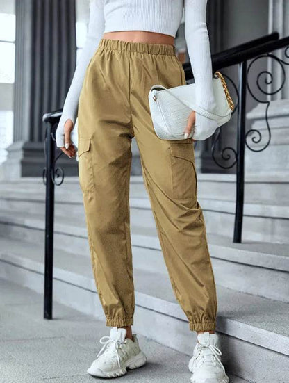 New Cargo Pants Fashion Casual Multi-pocket Elastic Waist Pencil Pants For Women - www.Shopthatapp.com