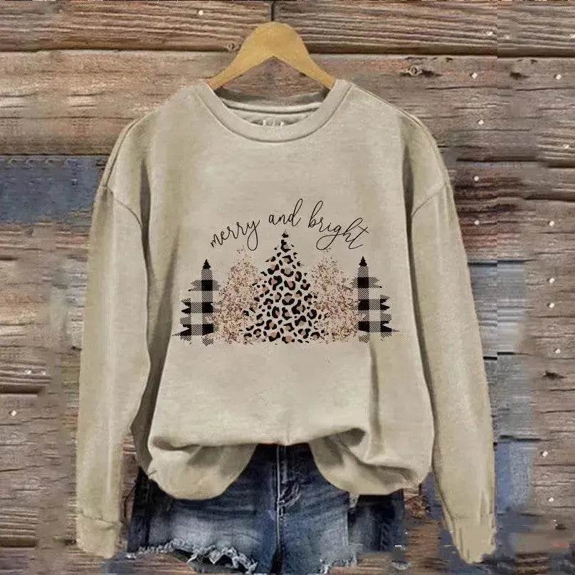 Round Neck Hooded Long Sleeve Four Christmas Trees Loose Hoodie Sweatshirt - www.Shopthatapp.com
