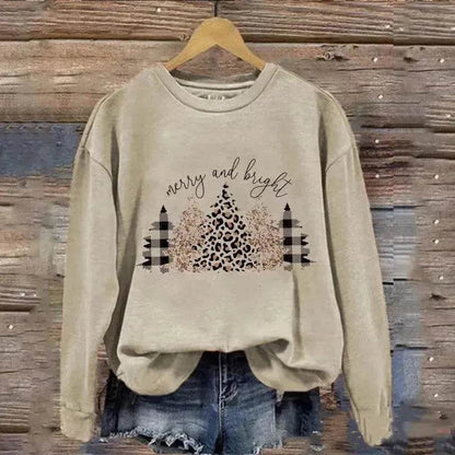 Round Neck Hooded Long Sleeve Four Christmas Trees Loose Hoodie Sweatshirt - www.Shopthatapp.com