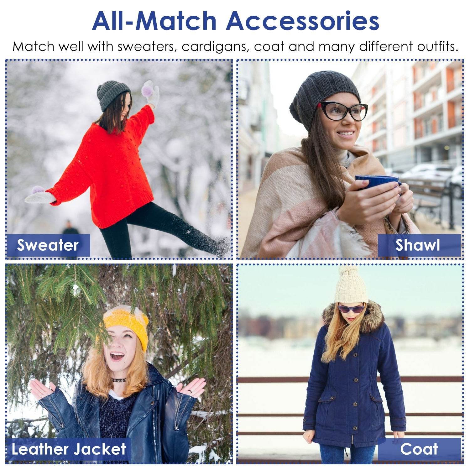 1Set Winter Beanie Hat Scarf Set Women Warm Knitting Skull Cap Neck Warmer For Walking Running Hiking Camping Outdoors Gift - www.Shopthatapp.com