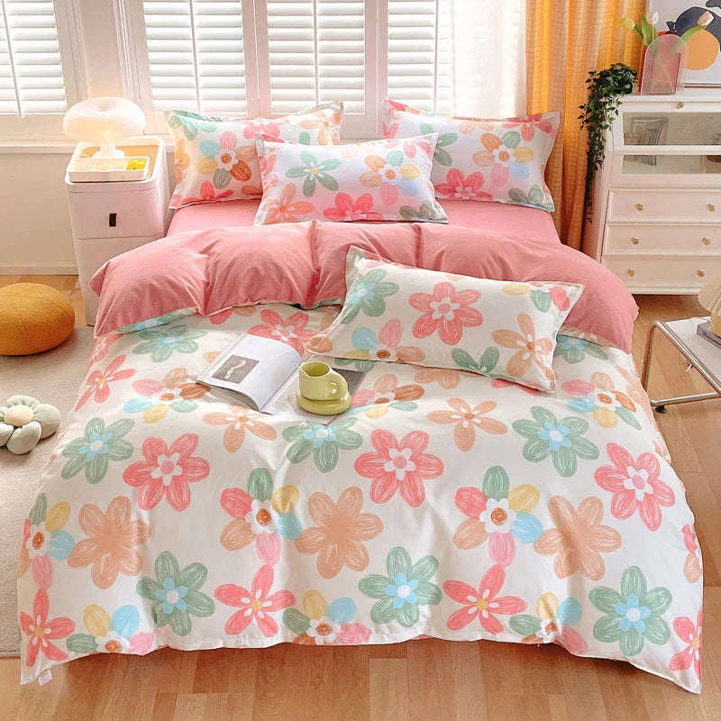 3 Piece Spring Floral Duvet Cover Set For Women Adults Home Bedroom Flowers Bedding Set With 2 Pillowcases Twin Full Queen King Size - www.Shopthatapp.com