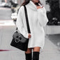 Autumn Winter Solid Cashmere oversized Knitted Mini Turtleneck Sweater Dress - www.Shopthatapp.com