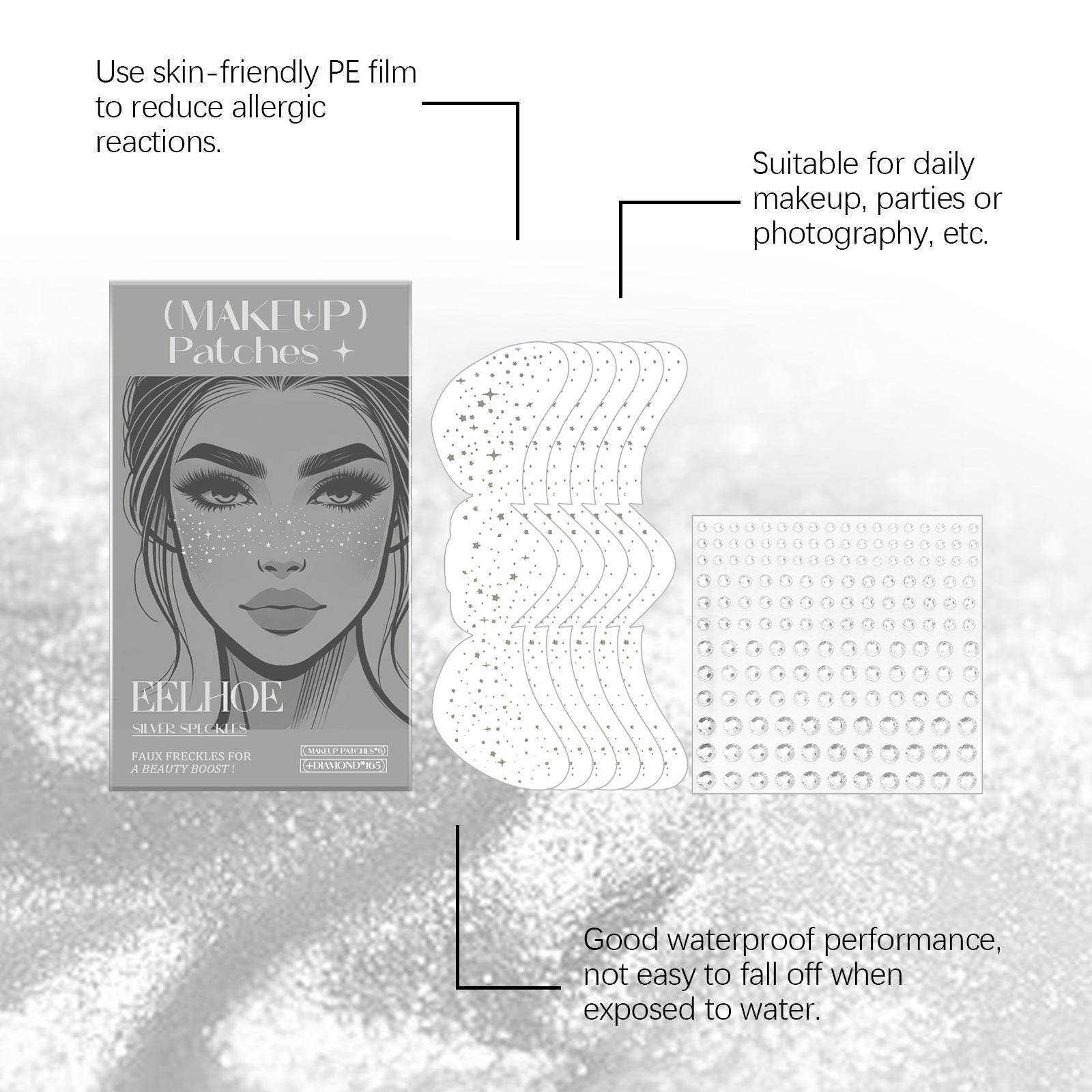 Glitter freckles - Speckles Makeup Patches  - Easy Freckles - www.Shopthatapp.com