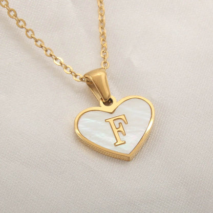 26 Letter Heart-shaped Necklace White Shell Love Clavicle Chain Fashion Personalized Necklace For Women Jewelry Valentine's Day - www.Shopthatapp.com