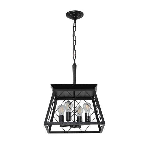 4 Lights Farmhouse Chandelier For Dining Room Black - www.Shopthatapp.com