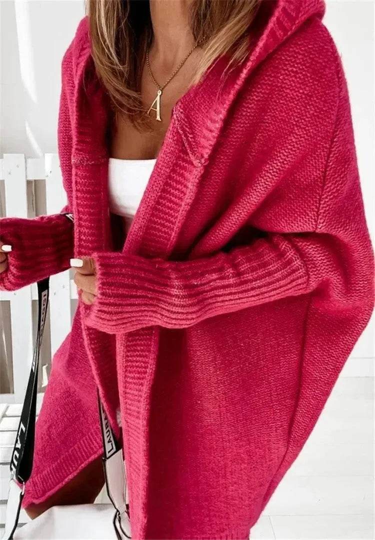Oversized Head cover Knitted Long Kimono Cashmere Cardigan for Women - www.Shopthatapp.com