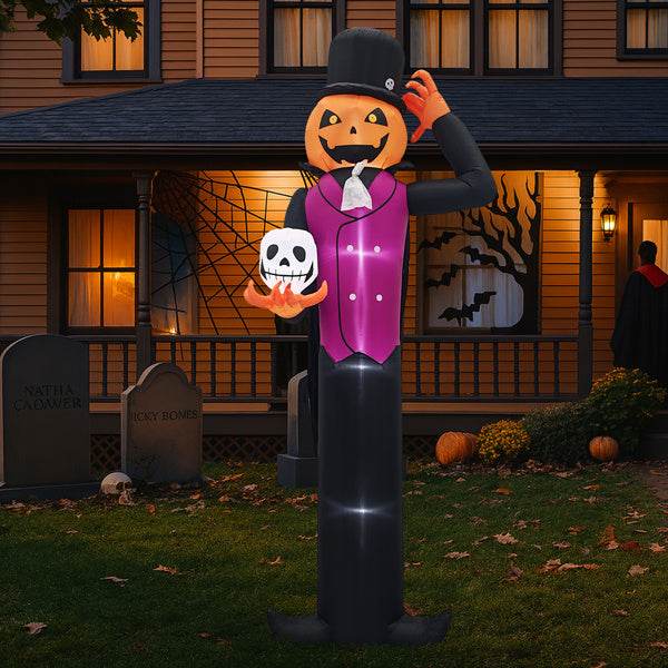 12ft Caped Pumpkin Man, Halloween Inflatable Decoration 12V - www.Shopthatapp.com