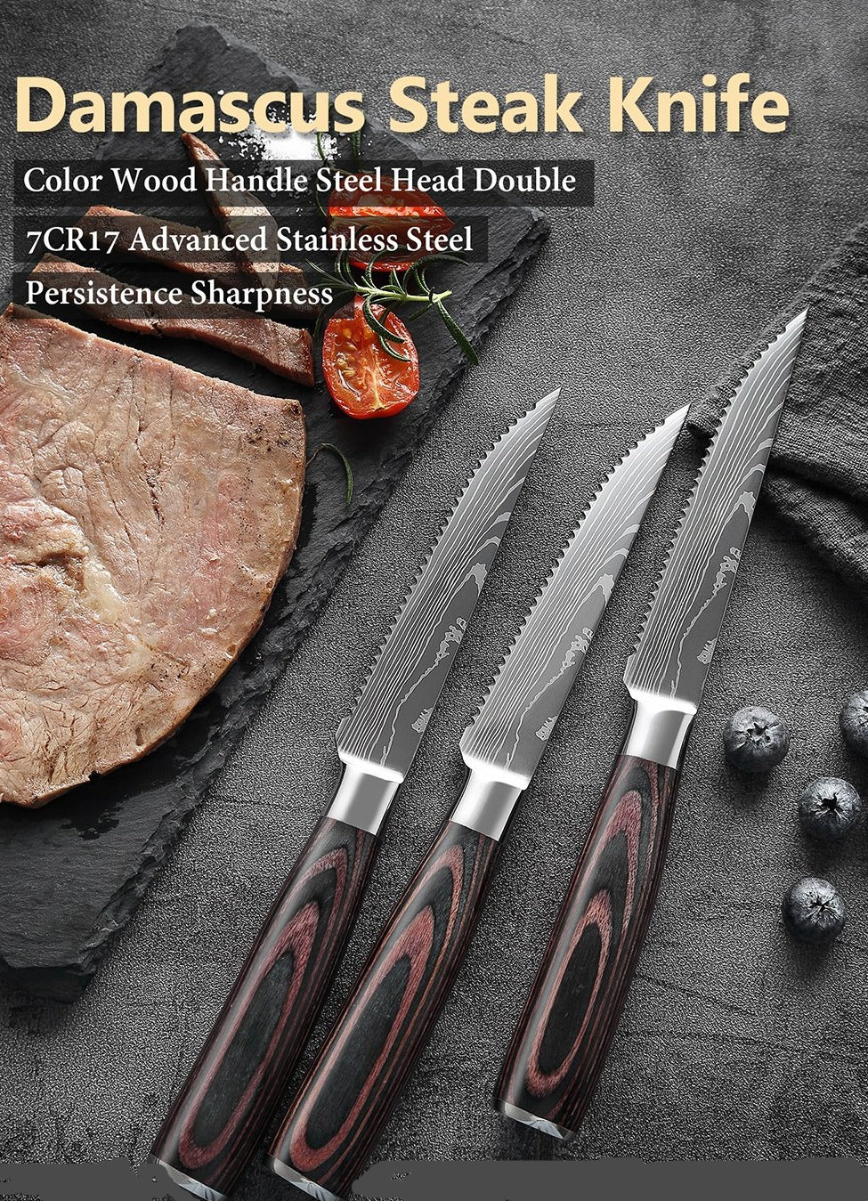Damascus Steak Knife - www.Shopthatapp.com