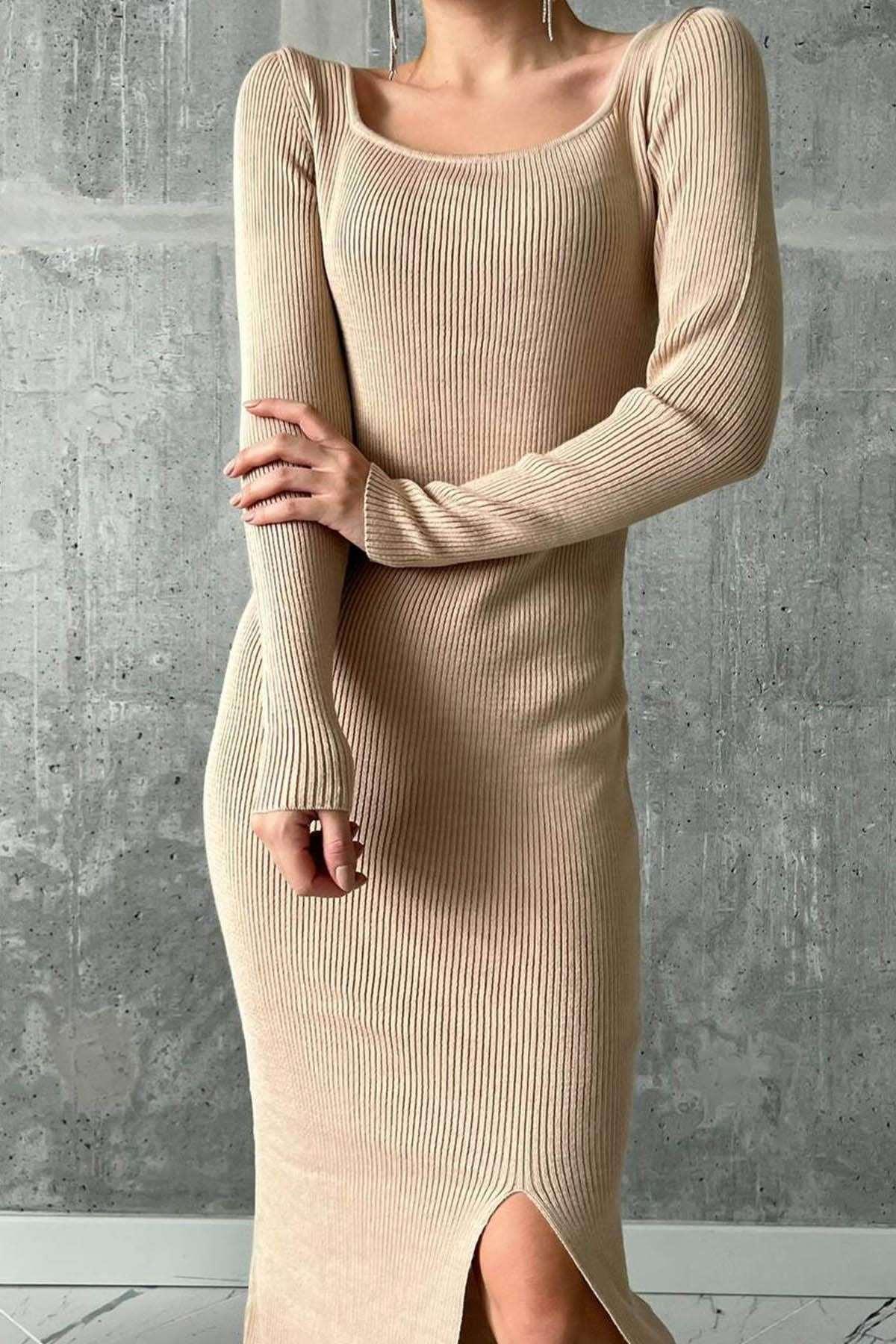 Darcie Ribbed Slit Dress - www.Shopthatapp.com