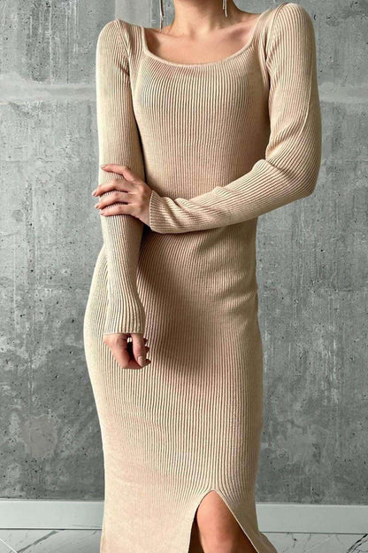 Darcie Ribbed Slit Dress - www.Shopthatapp.com