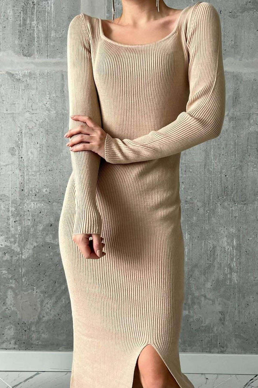 Darcie Ribbed Slit Dress - www.Shopthatapp.com