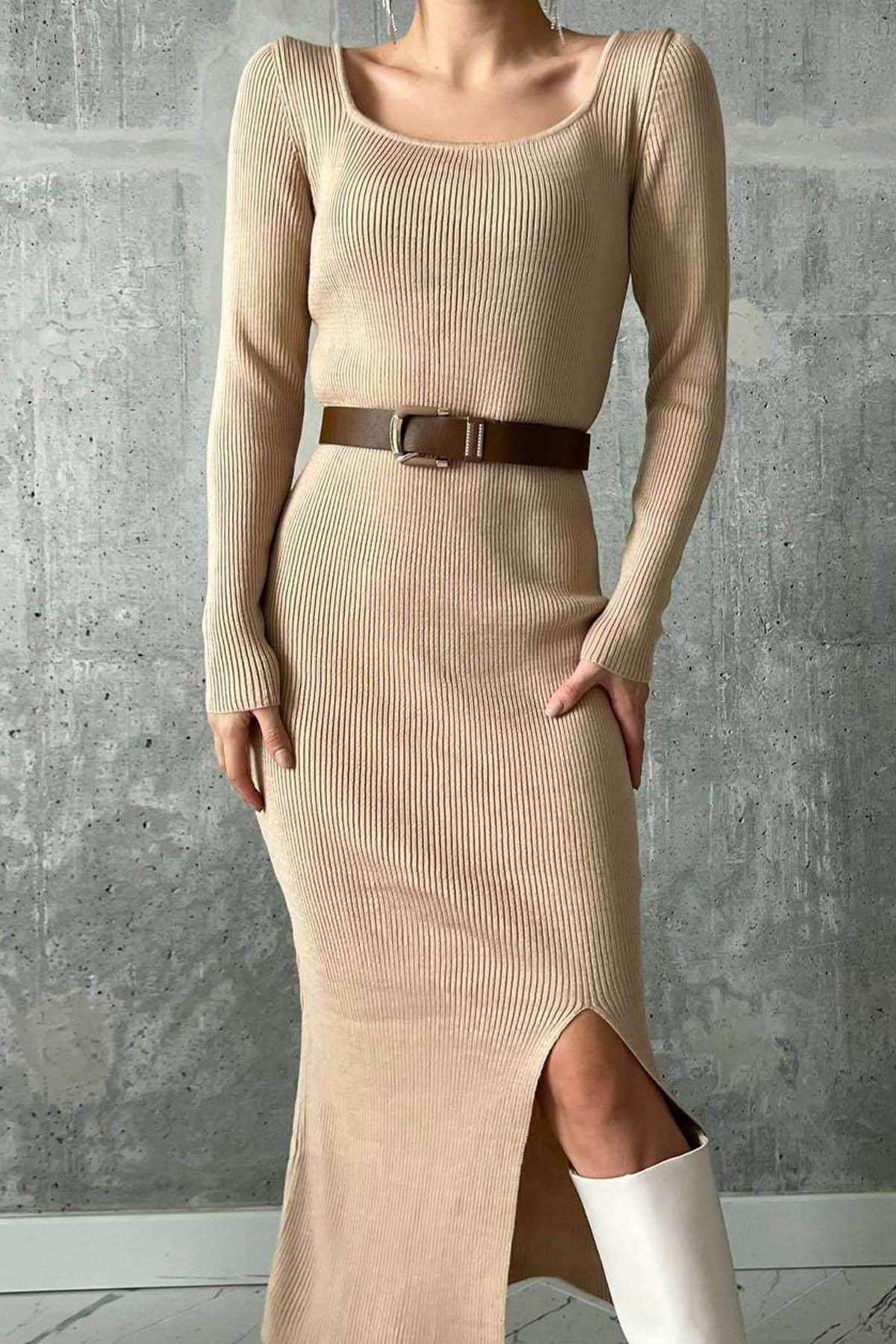 Darcie Ribbed Slit Dress - www.Shopthatapp.com