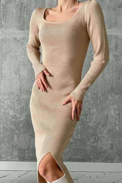 Darcie Ribbed Slit Dress - www.Shopthatapp.com