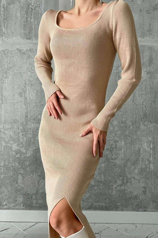 Darcie Ribbed Slit Dress - www.Shopthatapp.com