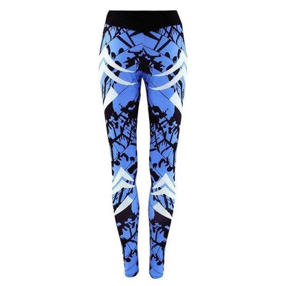Dark Blue Printed Tight Gym Leggings - www.Shopthatapp.com
