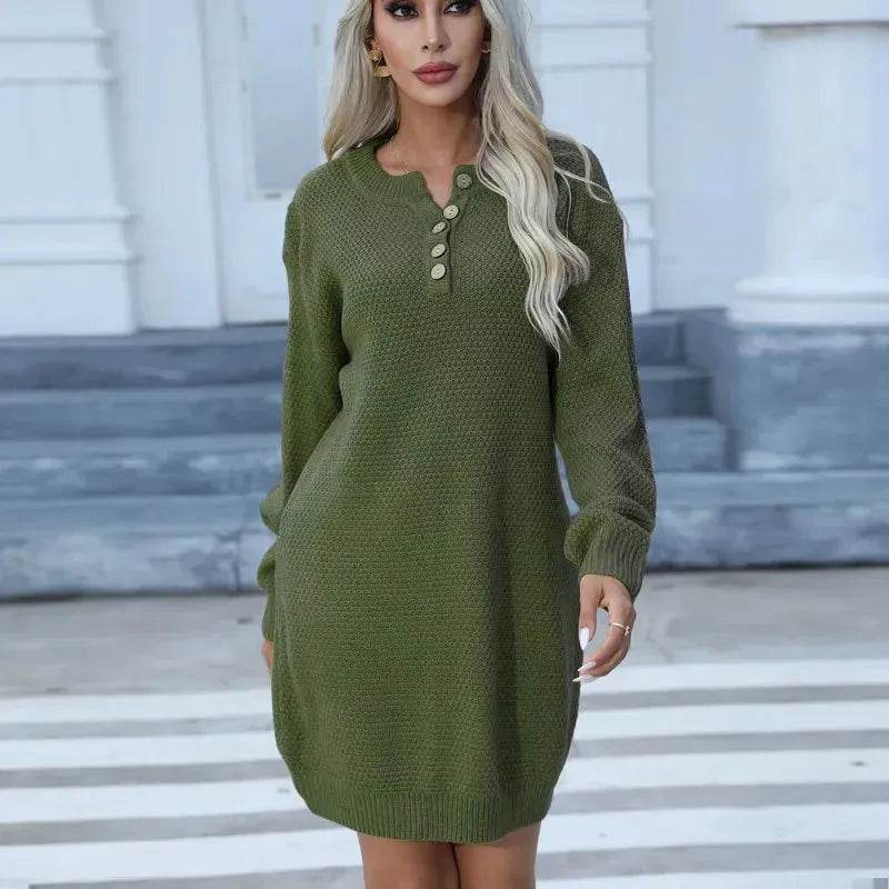 Autumn Winter Knitted Pullover Mini Sweater Dress - www.Shopthatapp.com
