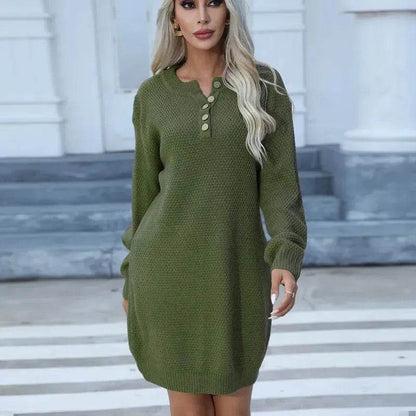 Autumn Winter Knitted Pullover Mini Sweater Dress - www.Shopthatapp.com